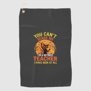 Retired Teacher Halloween Pumpkin Cat Design_1 Golf Towel