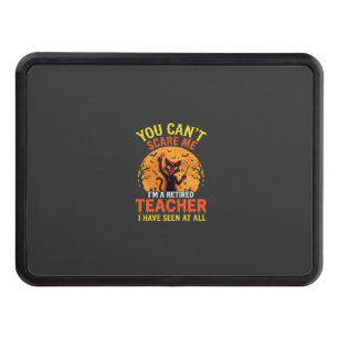 Retired Teacher Halloween Pumpkin Cat Design_1 Hitch Cover