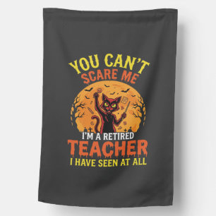 Retired Teacher Halloween Pumpkin Cat Design_1 House Flag