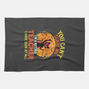 Retired Teacher Halloween Pumpkin Cat Design_1 Kitchen Towel