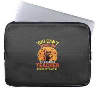 Retired Teacher Halloween Pumpkin Cat Design_1 Laptop Sleeve