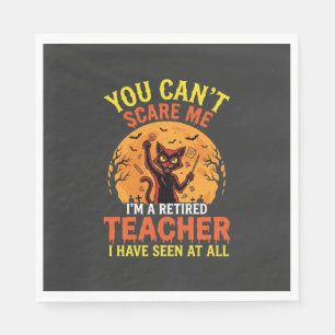Retired Teacher Halloween Pumpkin Cat Design_1 Napkins
