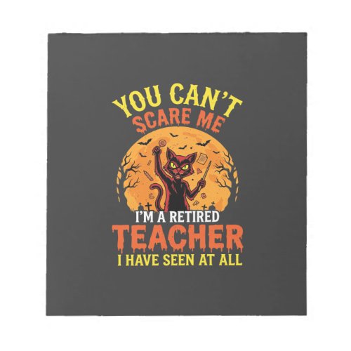 Retired Teacher Halloween Pumpkin Cat Design_1 Notepad