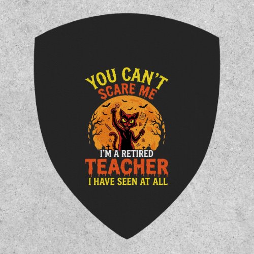 Retired Teacher Halloween Pumpkin Cat Design_1 Patch
