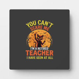 Retired Teacher Halloween Pumpkin Cat Design_1 Plaque