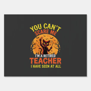 Retired Teacher Halloween Pumpkin Cat Design_1 Sign