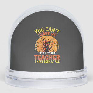 Retired Teacher Halloween Pumpkin Cat Design_1 Snow Globe