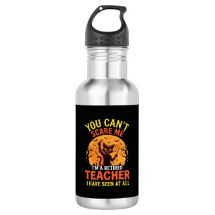 Retired Teacher Halloween Pumpkin Cat Design_1 Stainless Steel Water Bottle