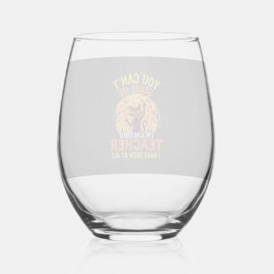 Retired Teacher Halloween Pumpkin Cat Design_1 Stemless Wine Glass