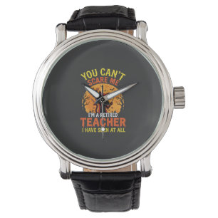 Retired Teacher Halloween Pumpkin Cat Design_1 Watch