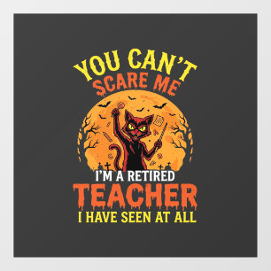 Retired Teacher Halloween Pumpkin Cat Design_1 Window Cling