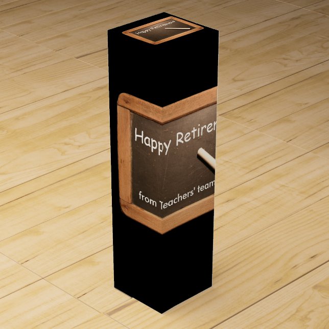 Retired Teacher Happy Retirement Wine gift Box (Front)