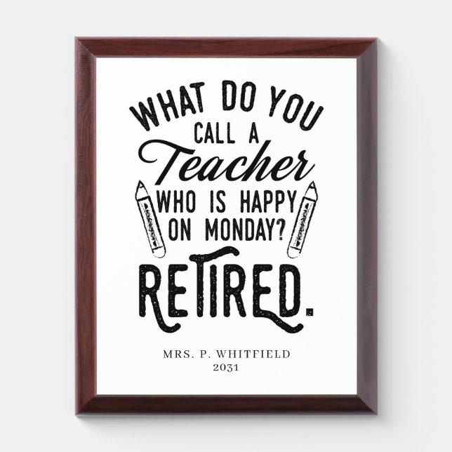 Retired Teacher Head of School Retirement Custom Award Plaque (Vertical)