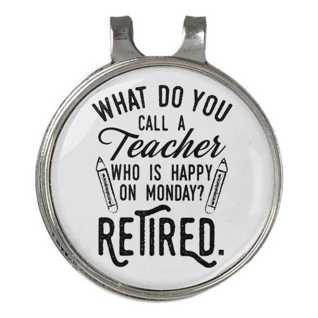 Retired Teacher Head of School Retirement Golf Hat Clip (Front)