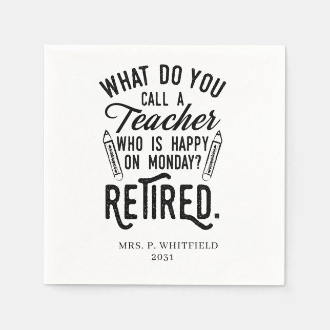 Retired Teacher Head of School Retirement Napkins (Front)