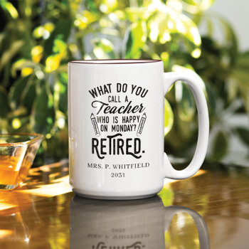 Retired Teacher Head Of School Retirement Red Two-tone Coffee Mug by Milestone_Hub at Zazzle