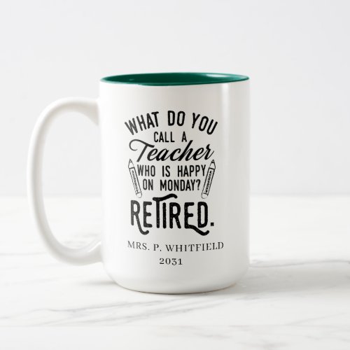 Retired Teacher Head of School Retirement Two_Tone Coffee Mug