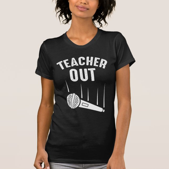 Retired Teacher Out Mic Drop Retirement T-Shirt (Front)