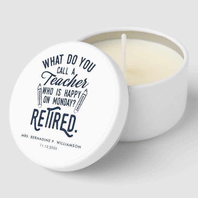 Retired Teacher Retirement Keepsake Personalized Mini Candle Favors (Corner)