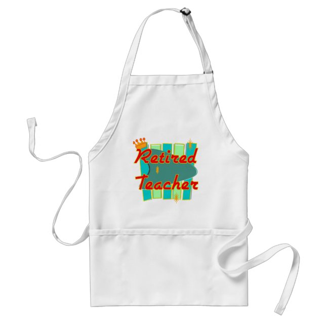Retired Teacher RETRO SIGN Design Gifts Adult Apron (Front)