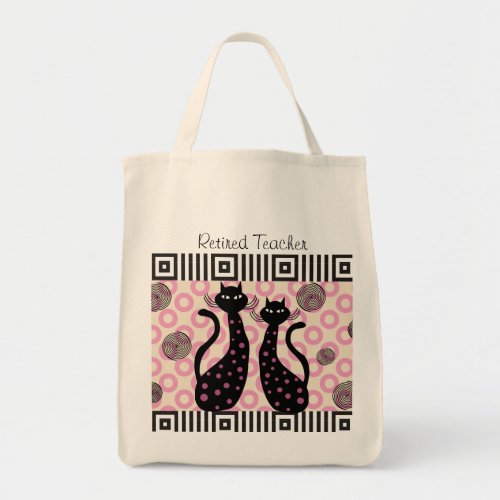 Retired Teacher Tote Bag Whimsical Cats