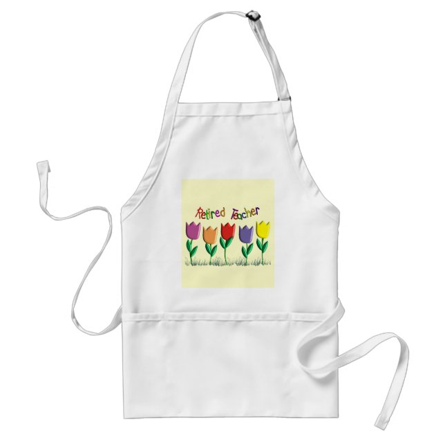 Retired Teacher Tulips Design Gifts Adult Apron (Front)