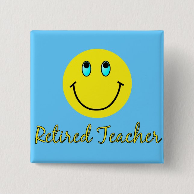 Retired Teacher YELLOW Pinback Button (Front)