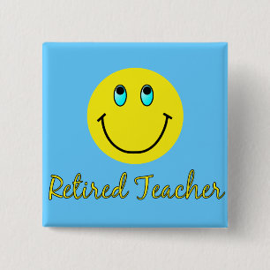 Retired Teacher YELLOW Pinback Button