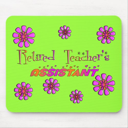 Retired Teachers Assistant Retro Flowers Mouse Pad