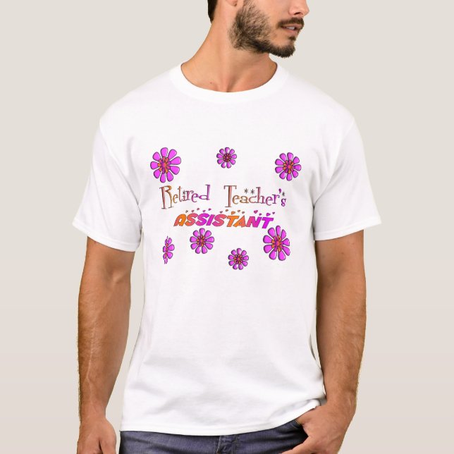 Retired Teachers Assistant Retro Flowers T-Shirt (Front)