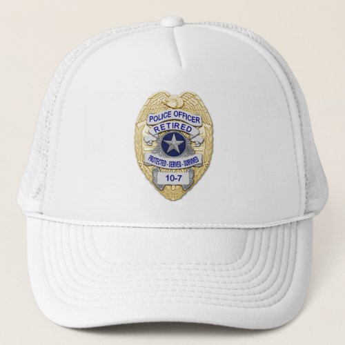 Retired _ The Thin Blue Line Badge Trucker Hat