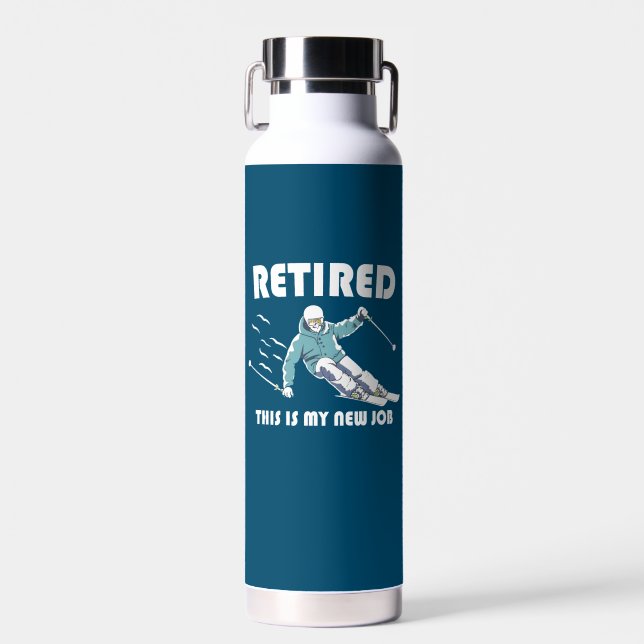 Retired This Is My New Job Skiing Water Bottle (Front)