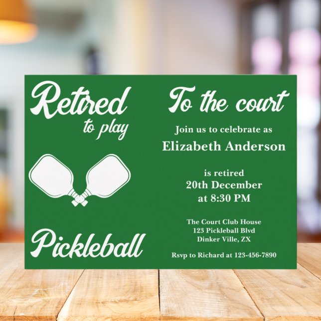 Retired to Play Pickleball Modern Men's Invitation (Creator Uploaded)