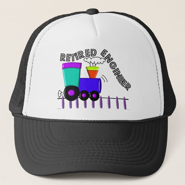 Retired Train Engineer Gifts Trucker Hat (Front)