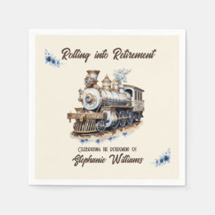 Retired Travel Theme Rolling into Retirement Train Napkins