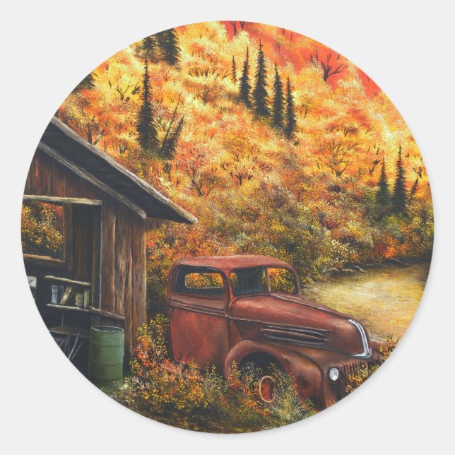 Retired Truck Classic Round Sticker (Front)