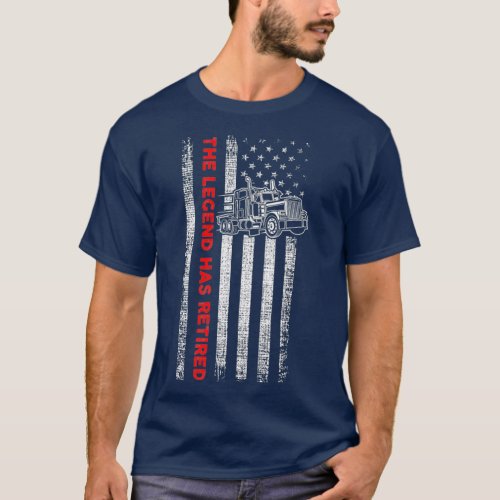 Retired Truck Driver  Patriotic Trucker  Flag T_Shirt
