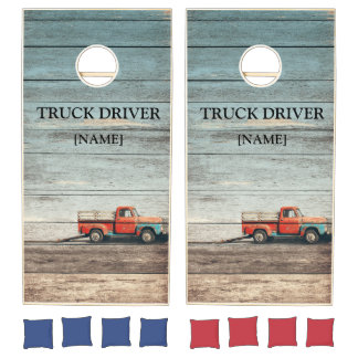 Retired Truck Driver Vintage Wooden Planks Rustic  Cornhole Set