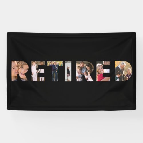 Retired Typography Photo Collage Retirement Party Banner