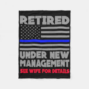 Retired Under New Management Retirement Thin Blue Fleece Blanket