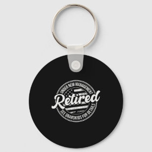 Retired Under New Management See Grandkids Funny R Keychain