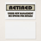 RETIRED. Under New Management. See Spouse (Front & Back)