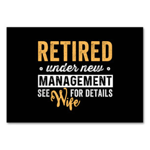 retired under new management see wife for details. table number