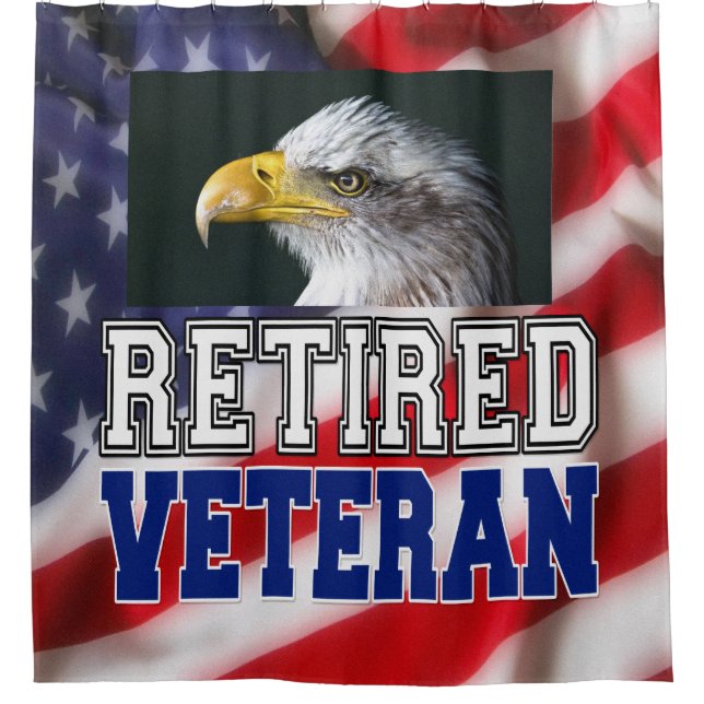 Retired Veteran Shower Curtain (Front)