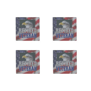 Retired Veteran Stone Magnet