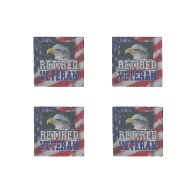 Retired Veteran Stone Magnet (Front)