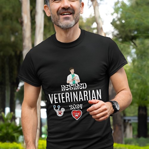 Retired Veterinarian 2024 Animal Doctor Vet Funny  T_Shirt