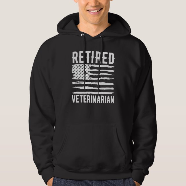 Retired Veterinarian Profession American Flag Hoodie (Front)