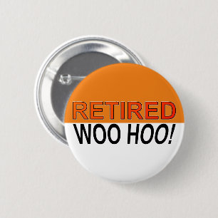 Retired Woo Hoo Orange White Button
