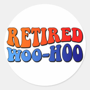 Retired Woo Hoo Vintage Groovy Text Classic Round Sticker
